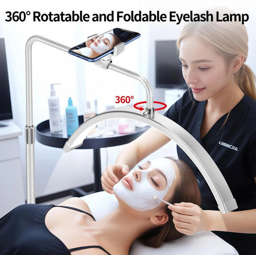 White Half Moon Floor Fill Lamp for Salon Tattoo Eyelash Makeup Beauty LED Lash Light - Image 3