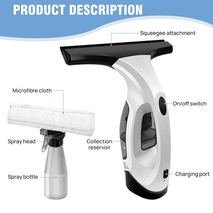 150ml Cordless Window Vacuum Cleaner Set for Windows Tiles Mirrors Shower Home - Image 3