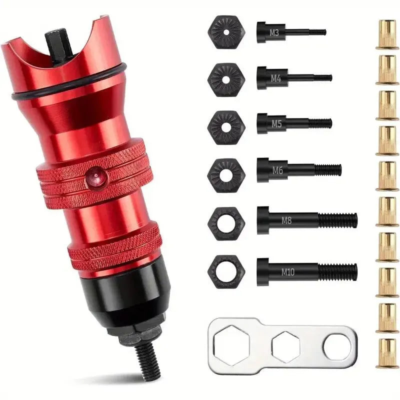Professional Electric Drill Tool Rivet Rivnut Nut Gun Adapter Insert Tool M3-M10 - Image 3