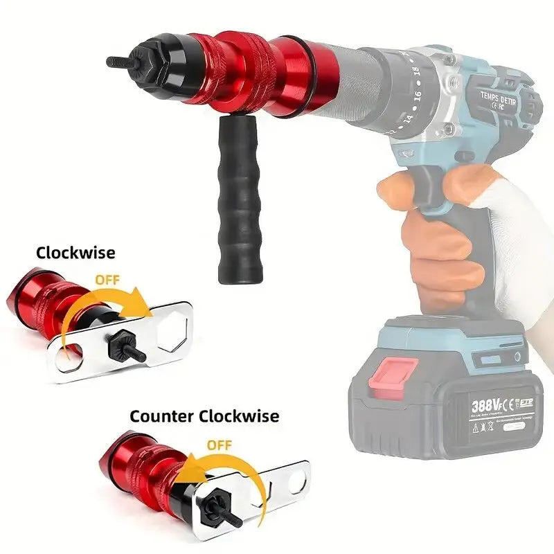 Professional Electric Drill Tool Rivet Rivnut Nut Gun Adapter Insert Tool M3-M10 - Image 6