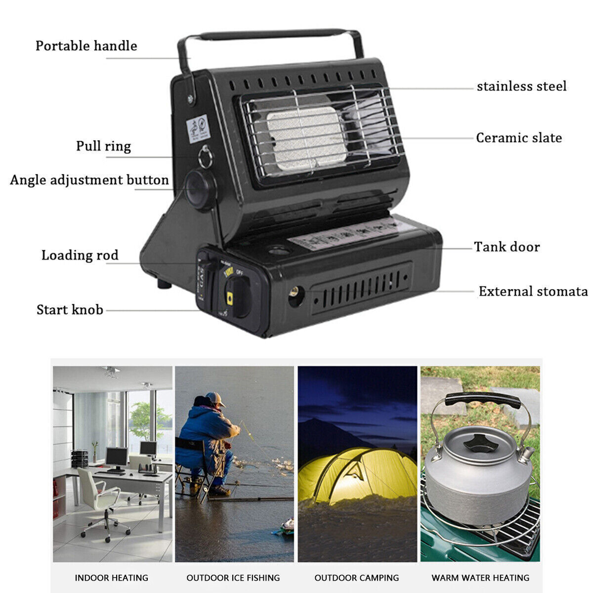 Portable Camping Gas Heater Outdoor Heating Stove Gas Baking Hunting Warmer AU black - Image 3
