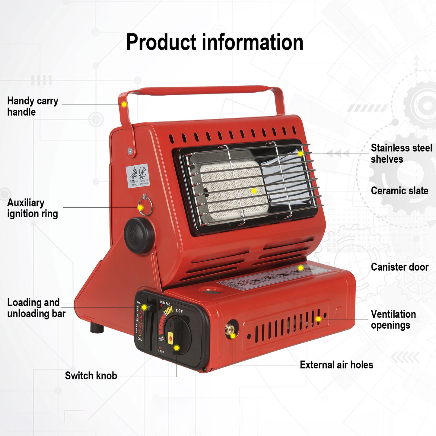 Portable Camping Gas Heater Outdoor Heating Stove Gas Baking Hunting Warmer AU RED - Image 2