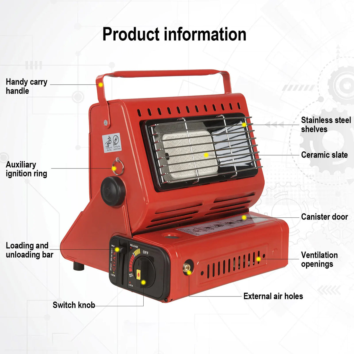 Portable Camping Gas Heater Outdoor Heating Stove Gas Baking Hunting Warmer AU RED - Image 2