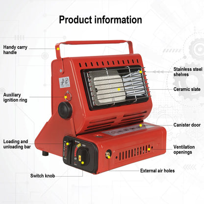 Portable Camping Gas Heater Outdoor Heating Stove Gas Baking Hunting Warmer AU RED - Image 2