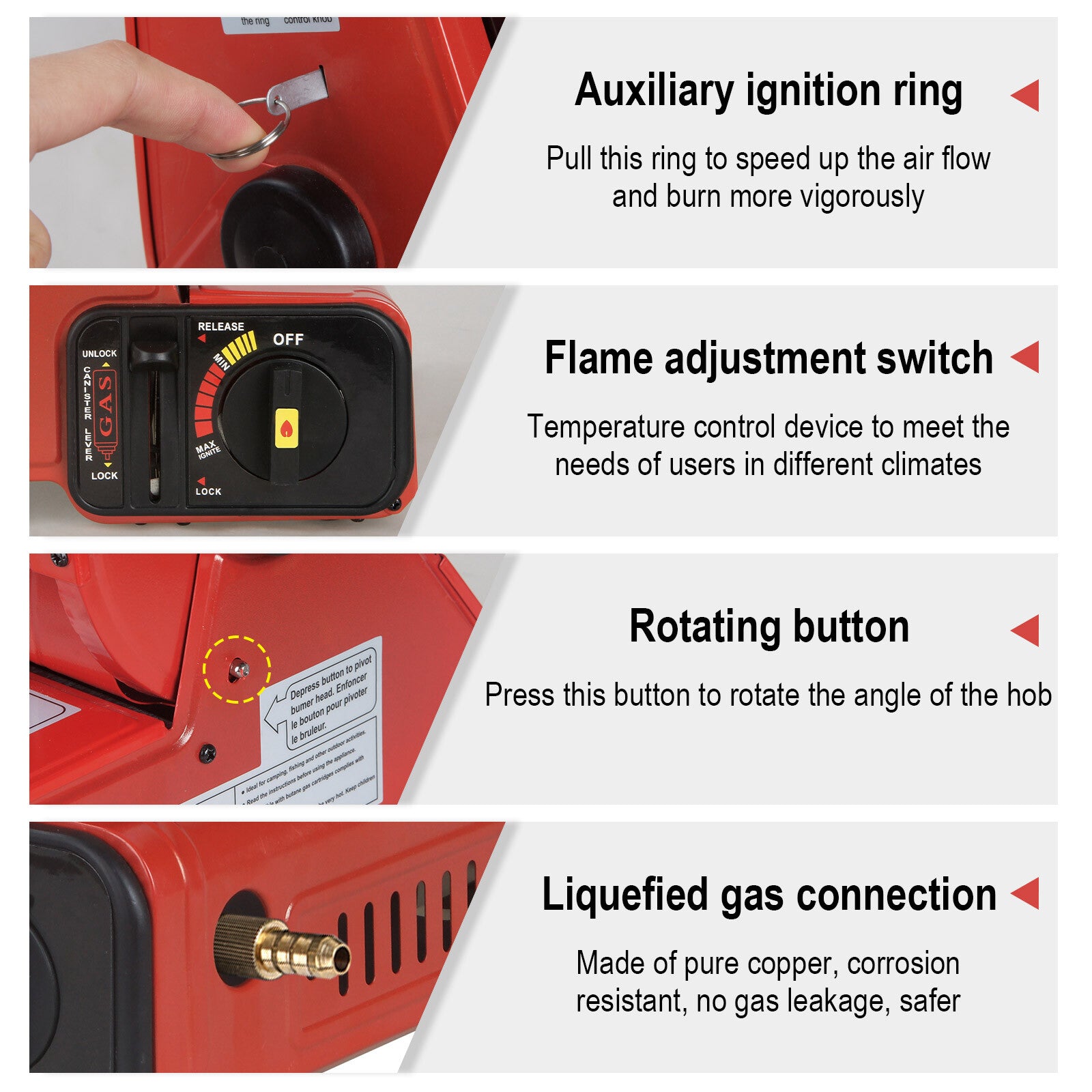 Portable Camping Gas Heater Outdoor Heating Stove Gas Baking Hunting Warmer AU RED - Image 3