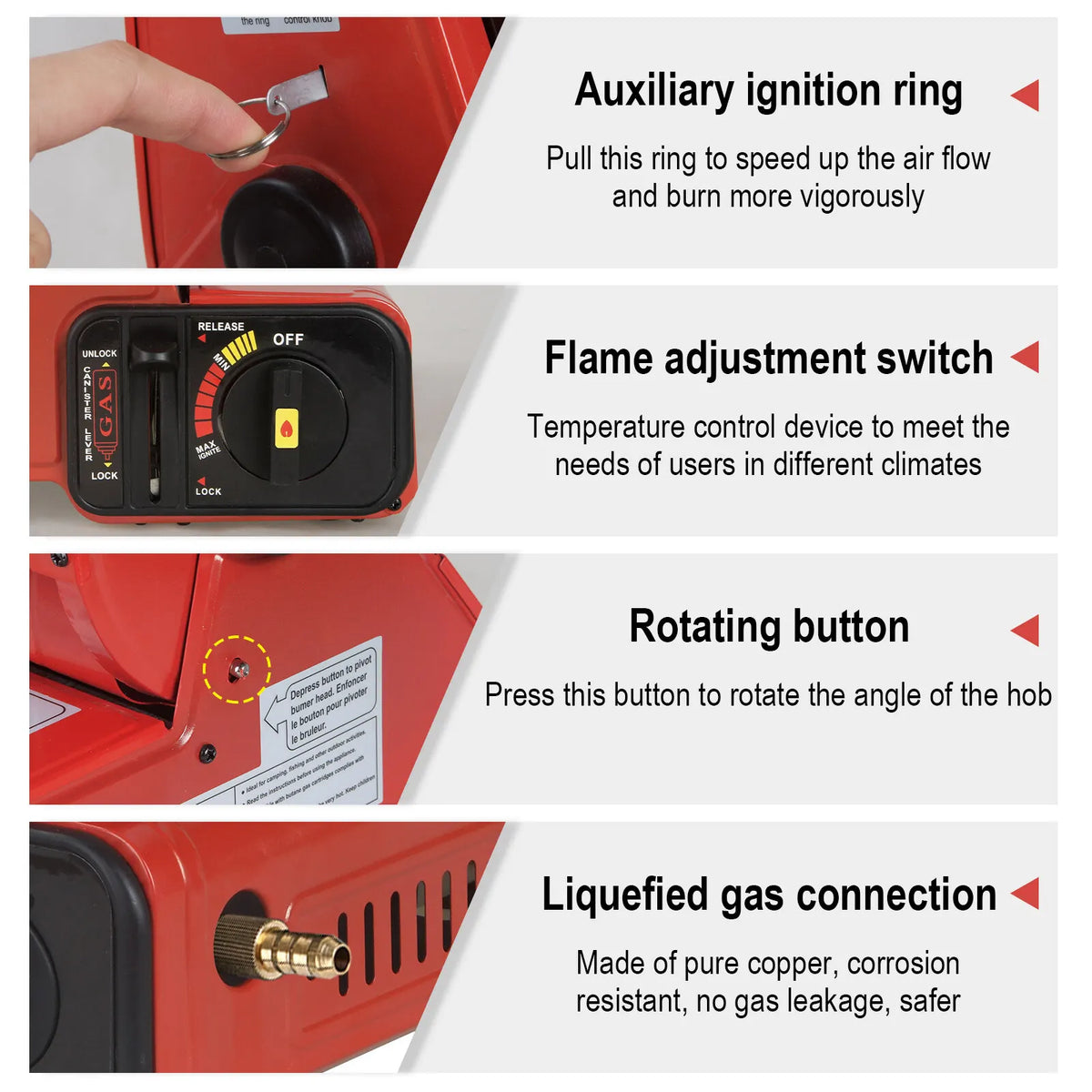 Portable Camping Gas Heater Outdoor Heating Stove Gas Baking Hunting Warmer AU RED - Image 3
