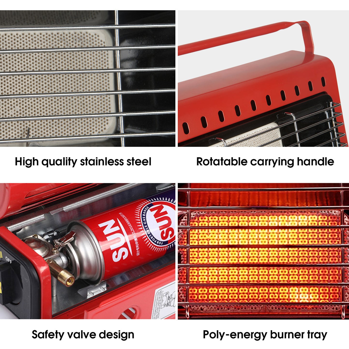 Portable Camping Gas Heater Outdoor Heating Stove Gas Baking Hunting Warmer AU RED - Image 4