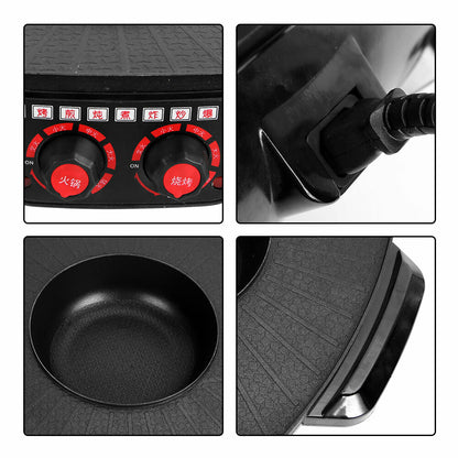 Electric 2 in 1 Hot Pot BBQ Oven Smokeless Barbecue Pan Grill Hotpot Machine - Image 7