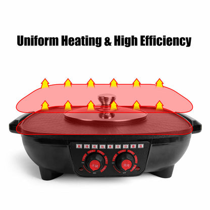 Electric 2 in 1 Hot Pot BBQ Oven Smokeless Barbecue Pan Grill Hotpot Machine - Image 8