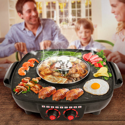 Electric 2 in 1 Hot Pot BBQ Oven Smokeless Barbecue Pan Grill Hotpot Machine - Image 9