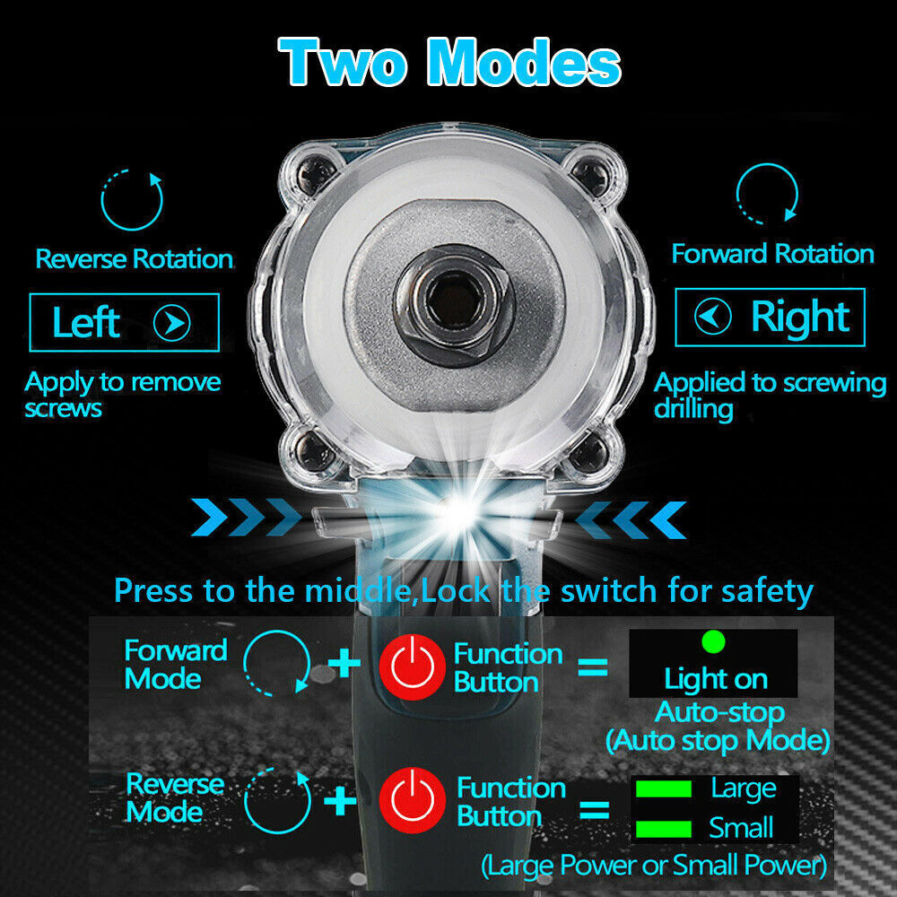 1/2" Cordless Impact Wrench Driver Brushless Rattle Gun For Makita 18V Battery - Image 9