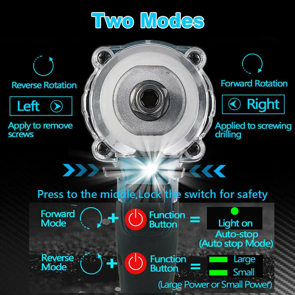 1/2" Cordless Impact Wrench Driver Brushless Rattle Gun For Makita 18V Battery - Image 9