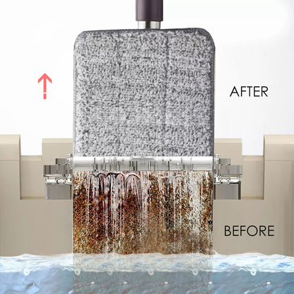 Mop Bucket Wet Dry Rinse Wash 360 Rotating Squeeze Flat Floor Cleaner with Pads - Image 2