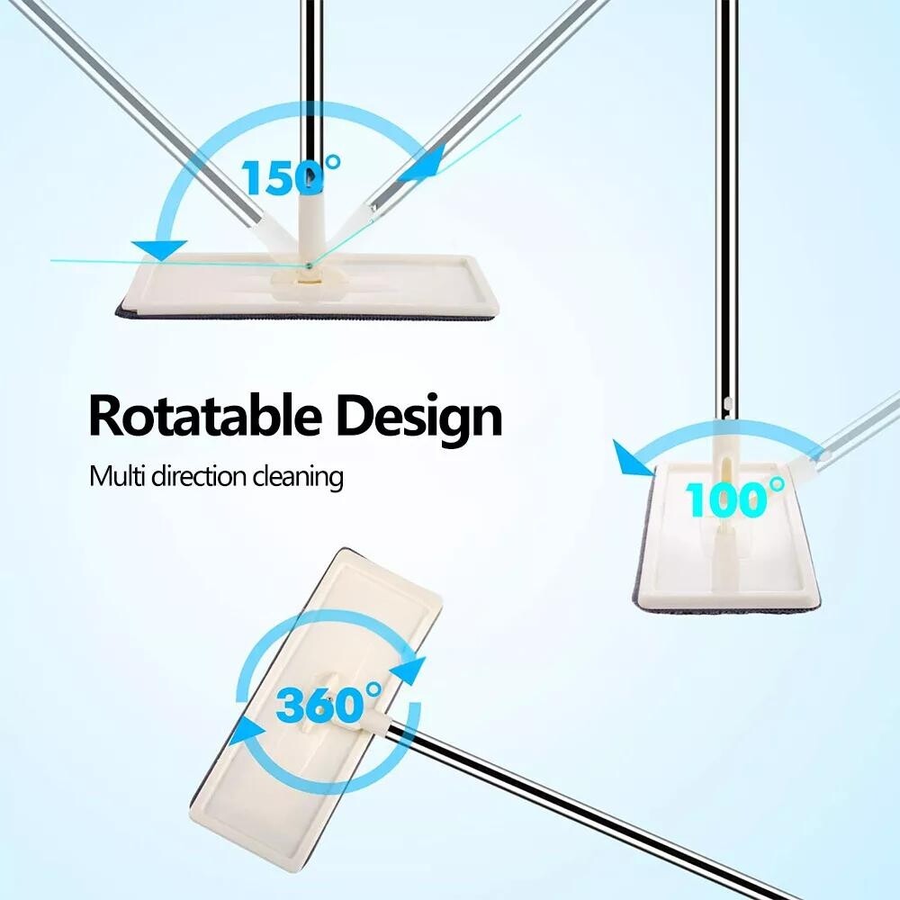 Mop Bucket Wet Dry Rinse Wash 360 Rotating Squeeze Flat Floor Cleaner with Pads - Image 3