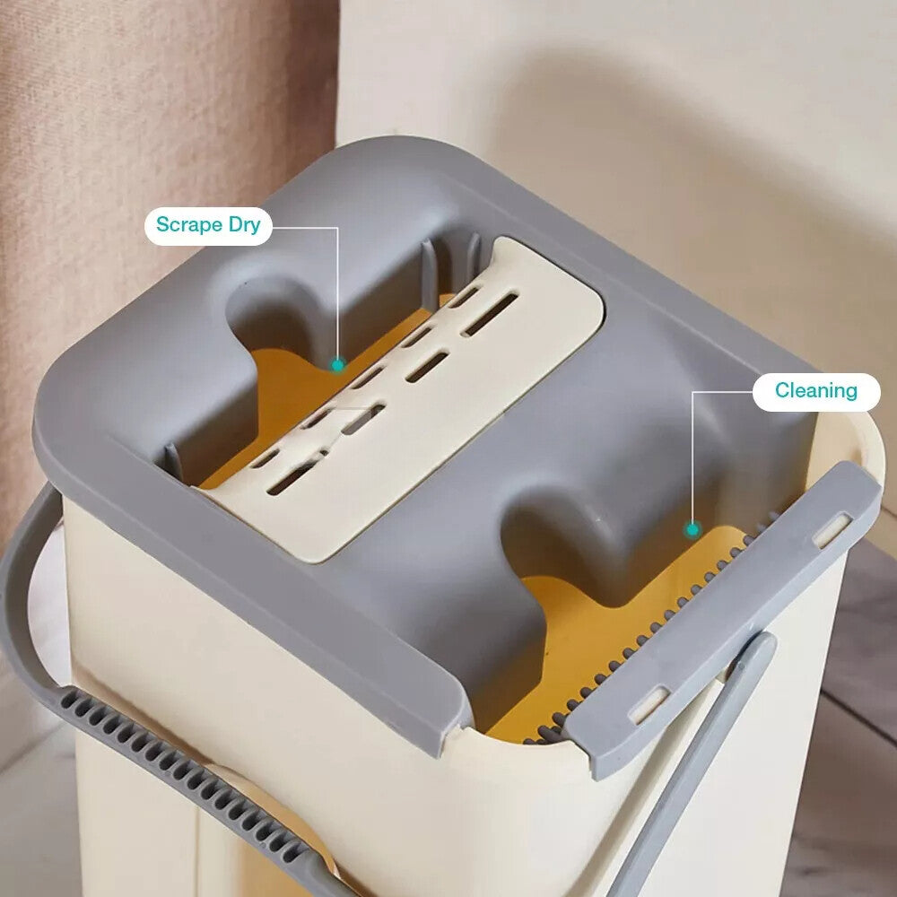 Mop Bucket Wet Dry Rinse Wash 360 Rotating Squeeze Flat Floor Cleaner with Pads - Image 4