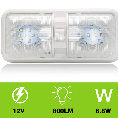 12V RV Interior LED Ceiling Light Boat Camper Caravan Trailer Double Dome Light - Image 2