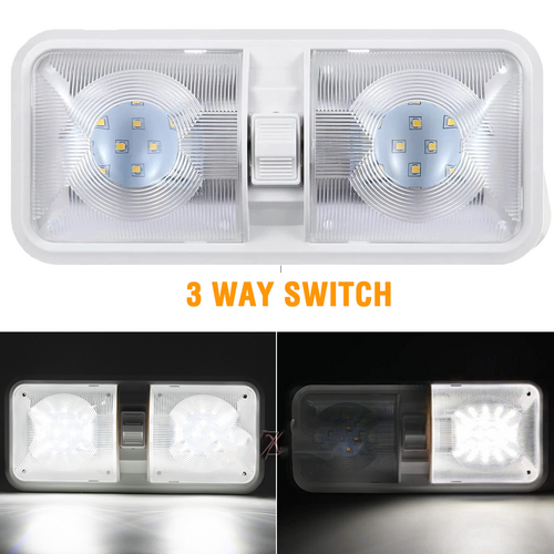 12V RV Interior LED Ceiling Light Boat Camper Caravan Trailer Double Dome Light - Image 5