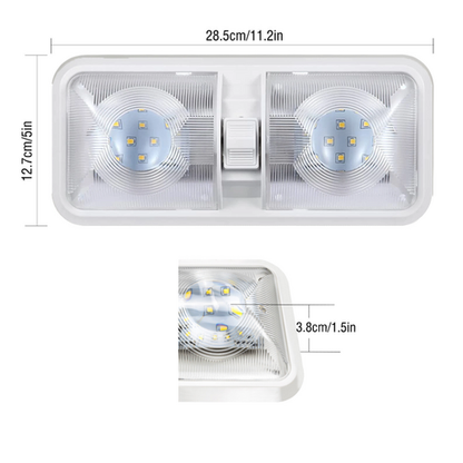 12V RV Interior LED Ceiling Light Boat Camper Caravan Trailer Double Dome Light - Image 6