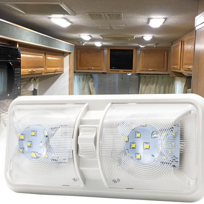 2pcs 12V RV Interior LED Ceiling Light Boat Camper Caravan Trailer Double Dome Light - Image 6