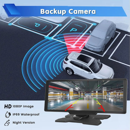 4K 10.26" Touch Dash Camera Cam Dual Car Recorder for CarPlay Android Auto - Image 2