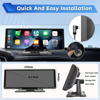 4K 10.26" Touch Dash Camera Cam Dual Car Recorder for CarPlay Android Auto - Image 4
