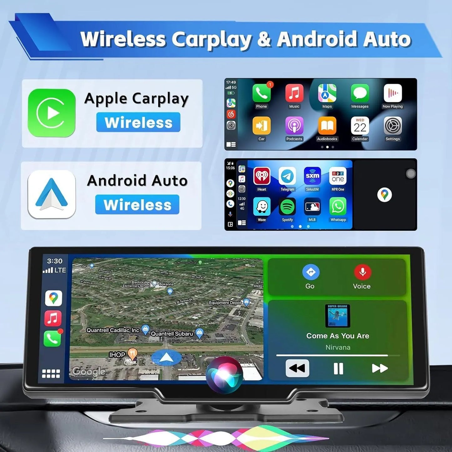 4K 10.26" Touch Dash Camera Cam Dual Car Recorder for CarPlay Android Auto - Image 6