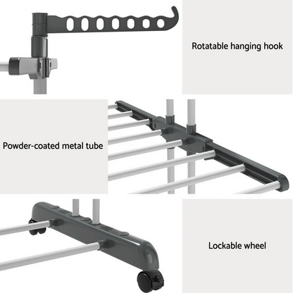 4 Tiers Clothes Airer Drying Rack Coat Garment Stand Hanger Laundry Foldable - Image 3