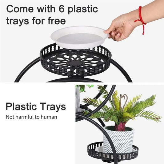 4 Layer 6 Pots Metal Plant Stand Flower Holder Rack Display Holder Shelf Garden - Image 2