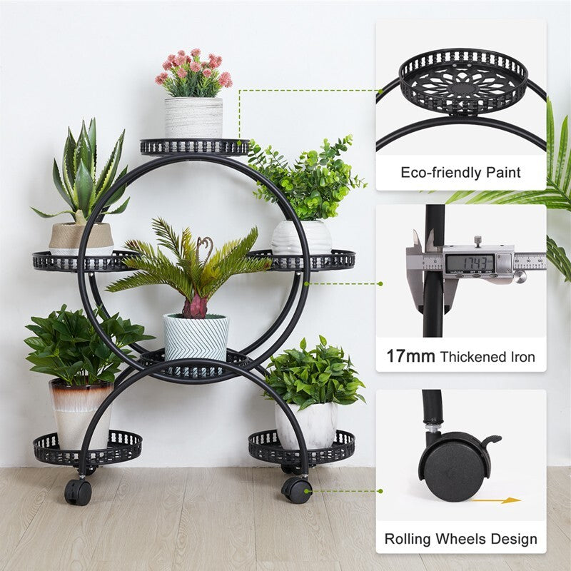 4 Layer 6 Pots Metal Plant Stand Flower Holder Rack Display Holder Shelf Garden - Image 4