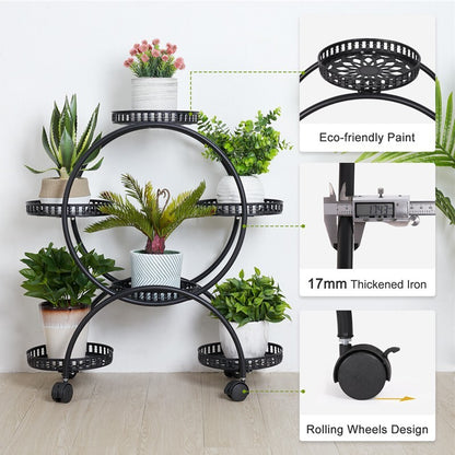 4 Layer 6 Pots Metal Plant Stand Flower Holder Rack Display Holder Shelf Garden - Image 4