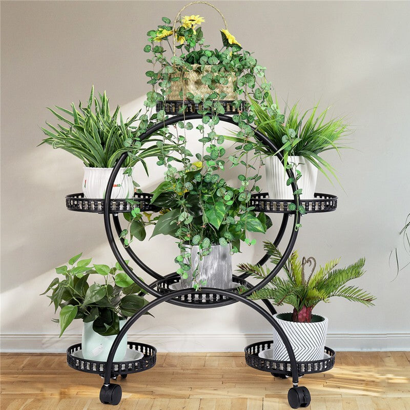 4 Layer 6 Pots Metal Plant Stand Flower Holder Rack Display Holder Shelf Garden - Image 8