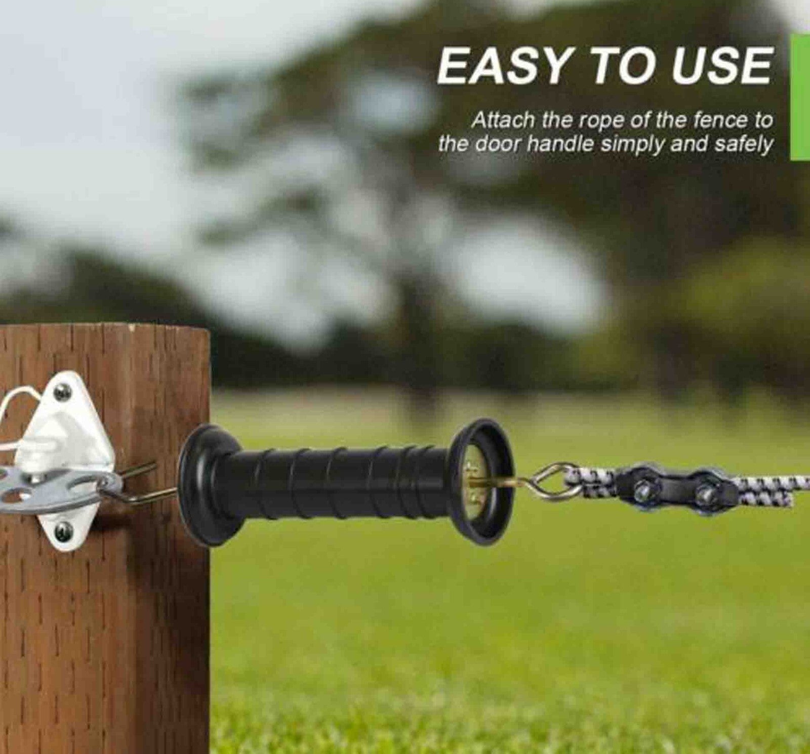 10x Electric Fence Gate Handle Compact Insulated Spring Handles with Hook Black - Image 3