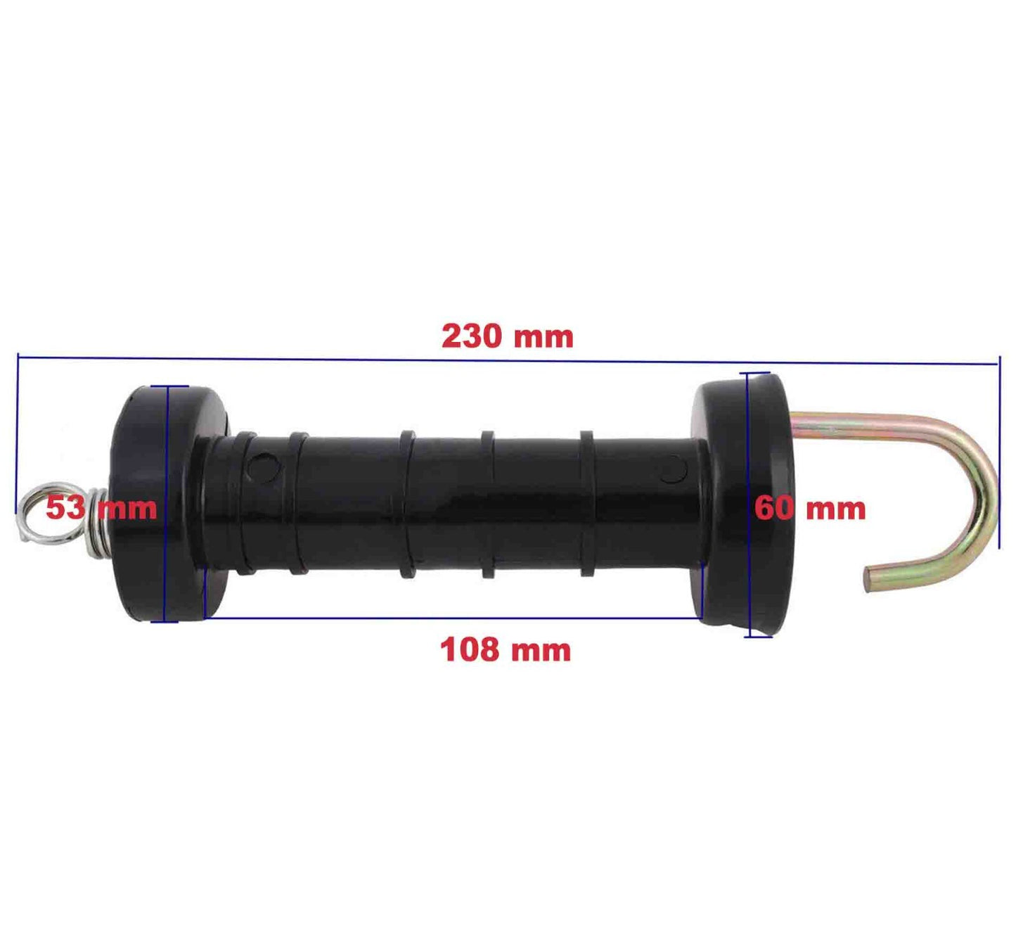 10x Electric Fence Gate Handle Compact Insulated Spring Handles with Hook Black - Image 7