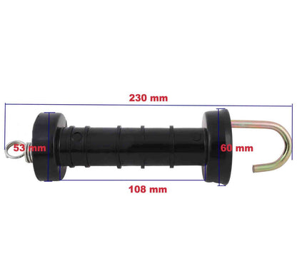 10x Electric Fence Gate Handle Compact Insulated Spring Handles with Hook Black - Image 7
