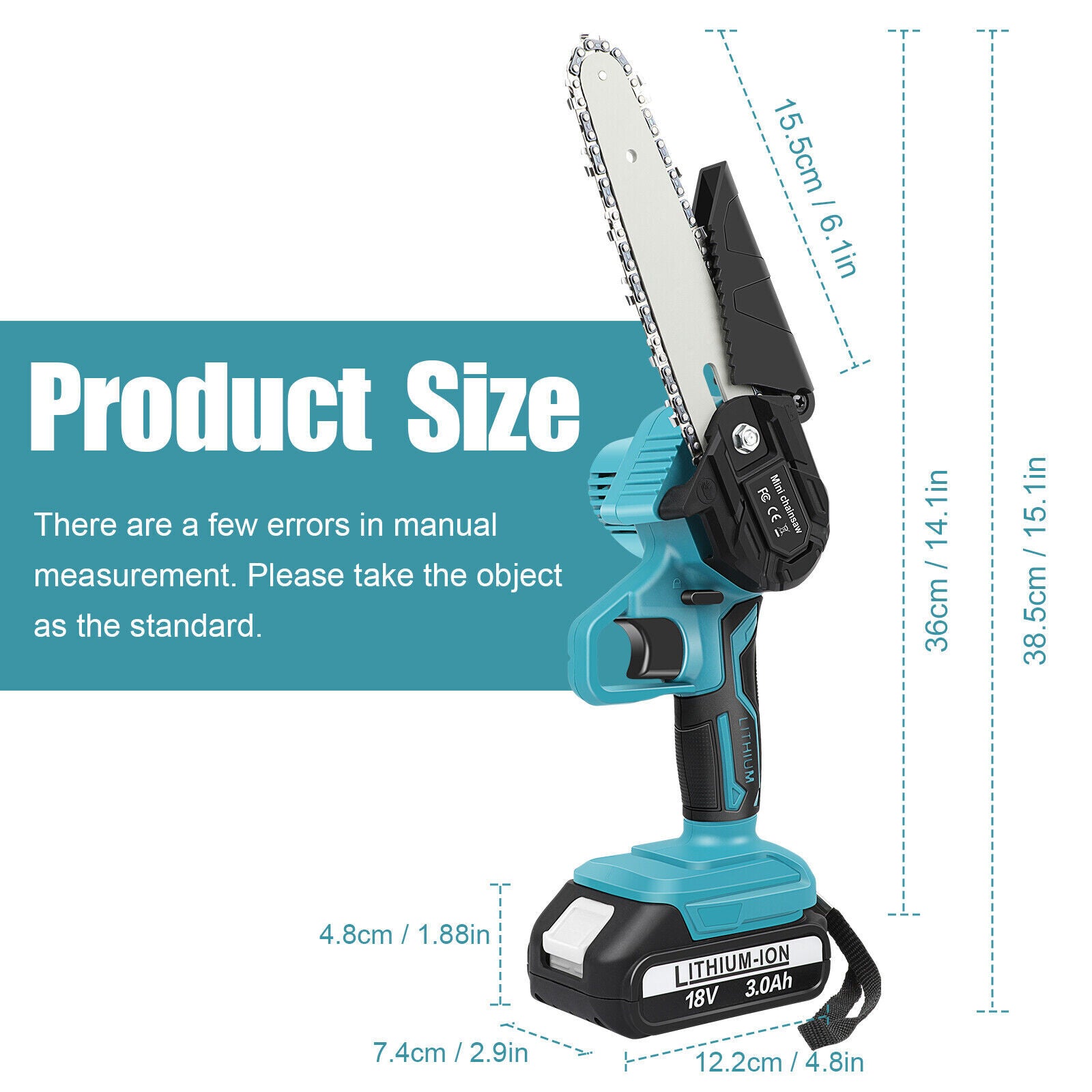 6" Mini Cordless Electric Chainsaw 2X Battery-Powered Wood Cutter Rechargeable - Image 5
