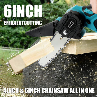 6" Mini Cordless Electric Chainsaw 2X Battery-Powered Wood Cutter Rechargeable - Image 7