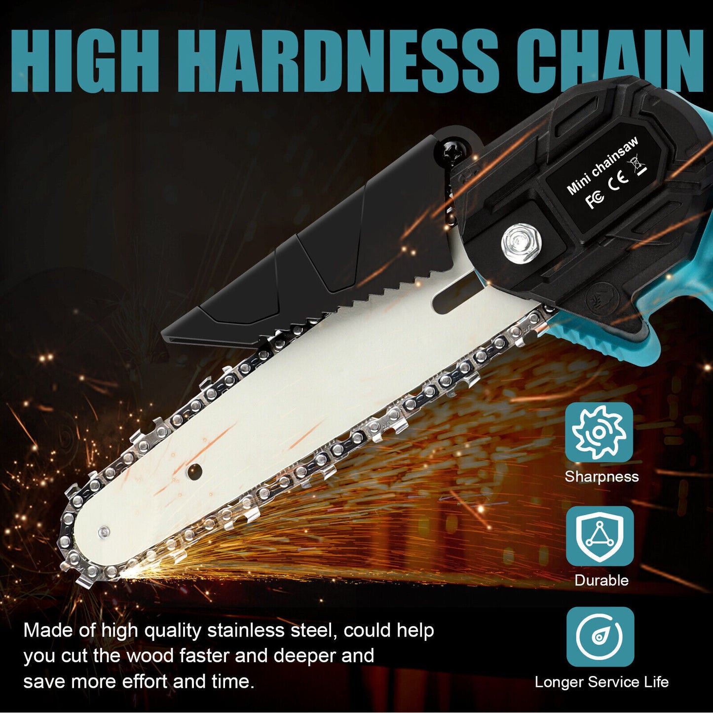 6" Mini Cordless Electric Chainsaw 2X Battery-Powered Wood Cutter Rechargeable - Image 9