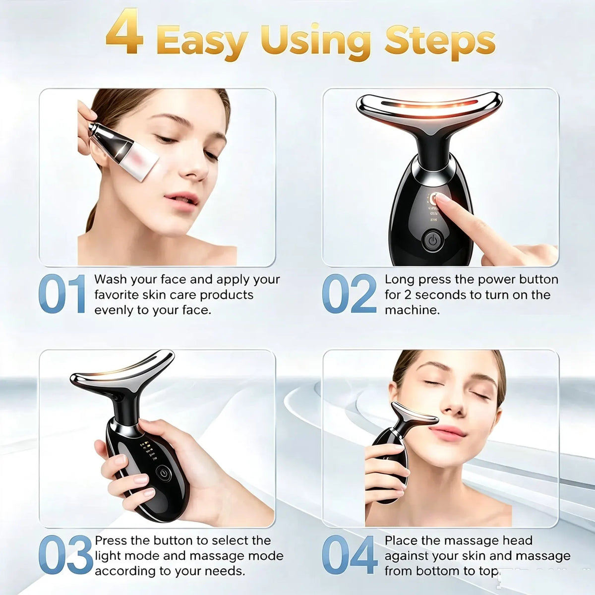 Rejuvenation Massager Neck Anti Wrinkle Face Beauty Device Skin Lifting Tighten Black - Image 4
