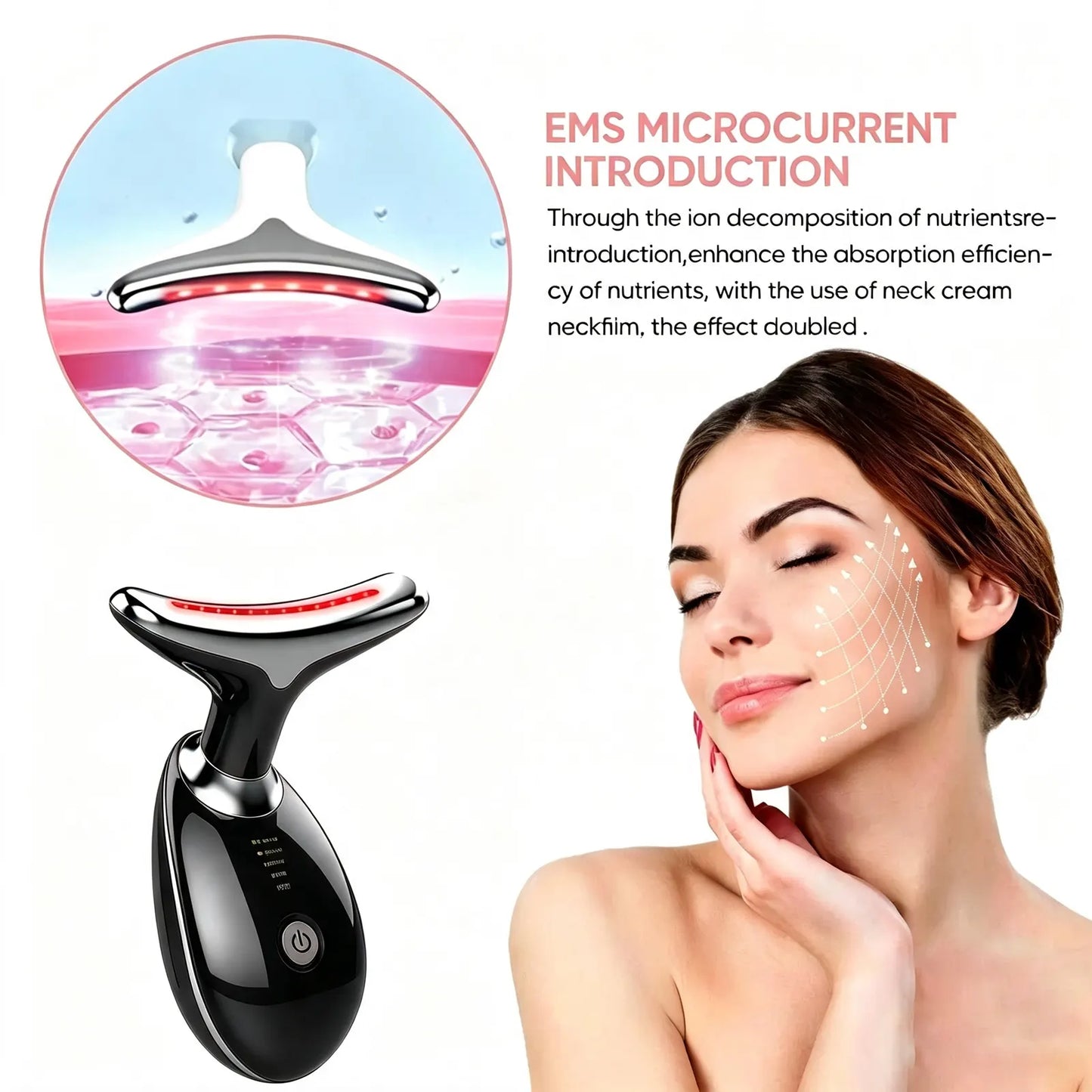 Rejuvenation Massager Neck Anti Wrinkle Face Beauty Device Skin Lifting Tighten Black - Image 6