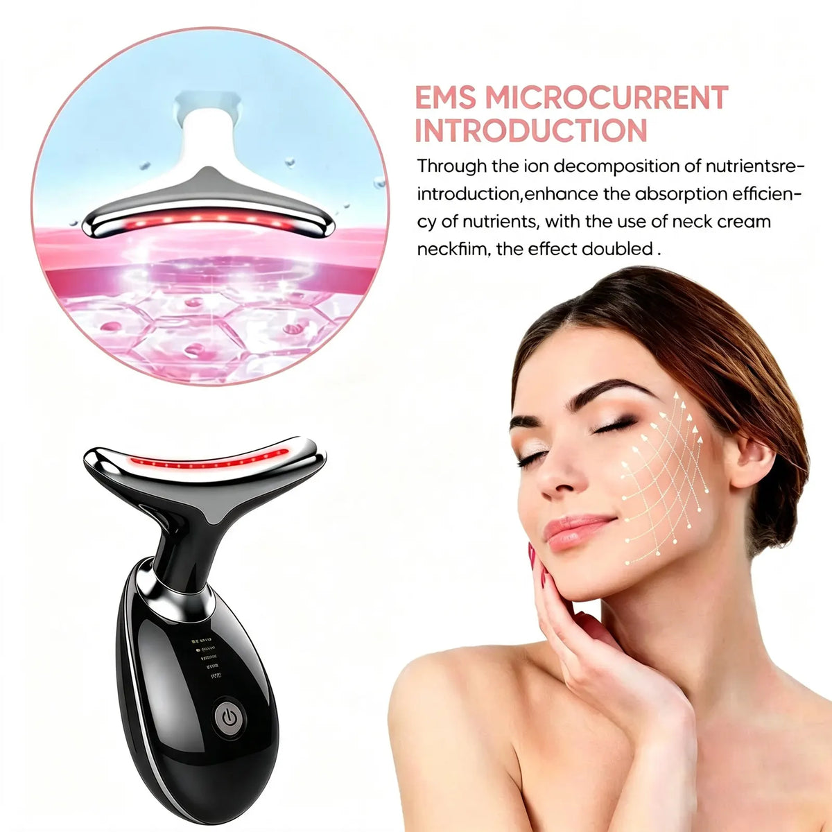 Rejuvenation Massager Neck Anti Wrinkle Face Beauty Device Skin Lifting Tighten Black - Image 6