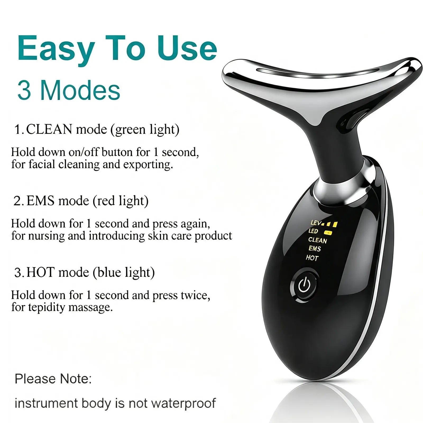 Rejuvenation Massager Neck Anti Wrinkle Face Beauty Device Skin Lifting Tighten Black - Image 8