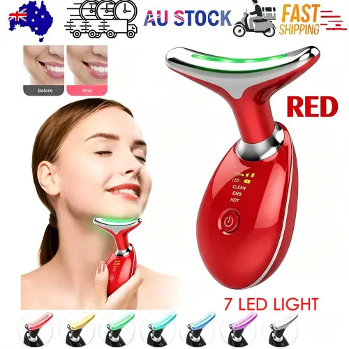 Rejuvenation Massager Neck Anti Wrinkle Face Beauty Device Skin Lifting Tighten Red