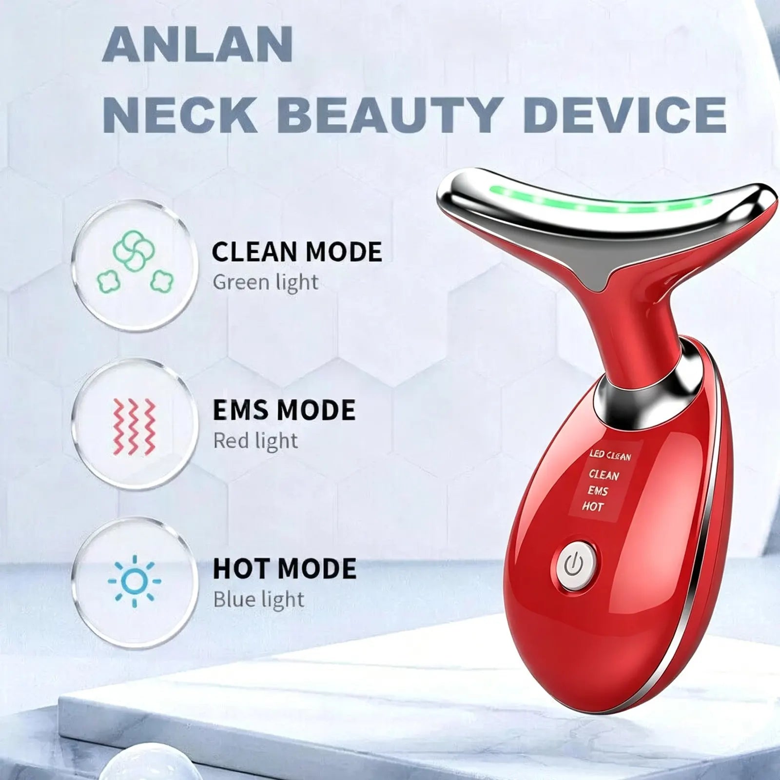 Rejuvenation Massager Neck Anti Wrinkle Face Beauty Device Skin Lifting Tighten Red - Image 3