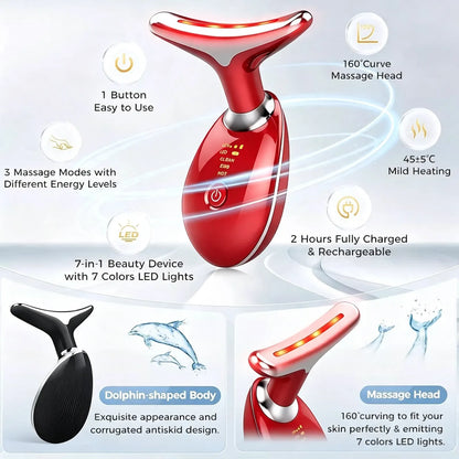 Rejuvenation Massager Neck Anti Wrinkle Face Beauty Device Skin Lifting Tighten Red - Image 4