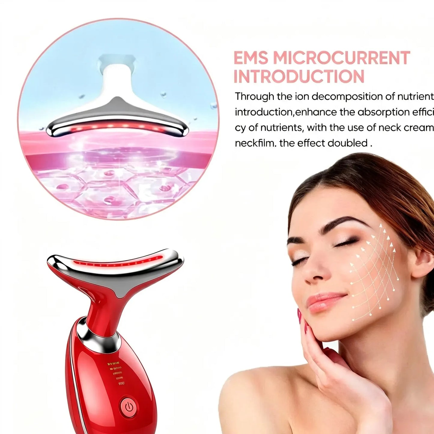 Rejuvenation Massager Neck Anti Wrinkle Face Beauty Device Skin Lifting Tighten Red - Image 5