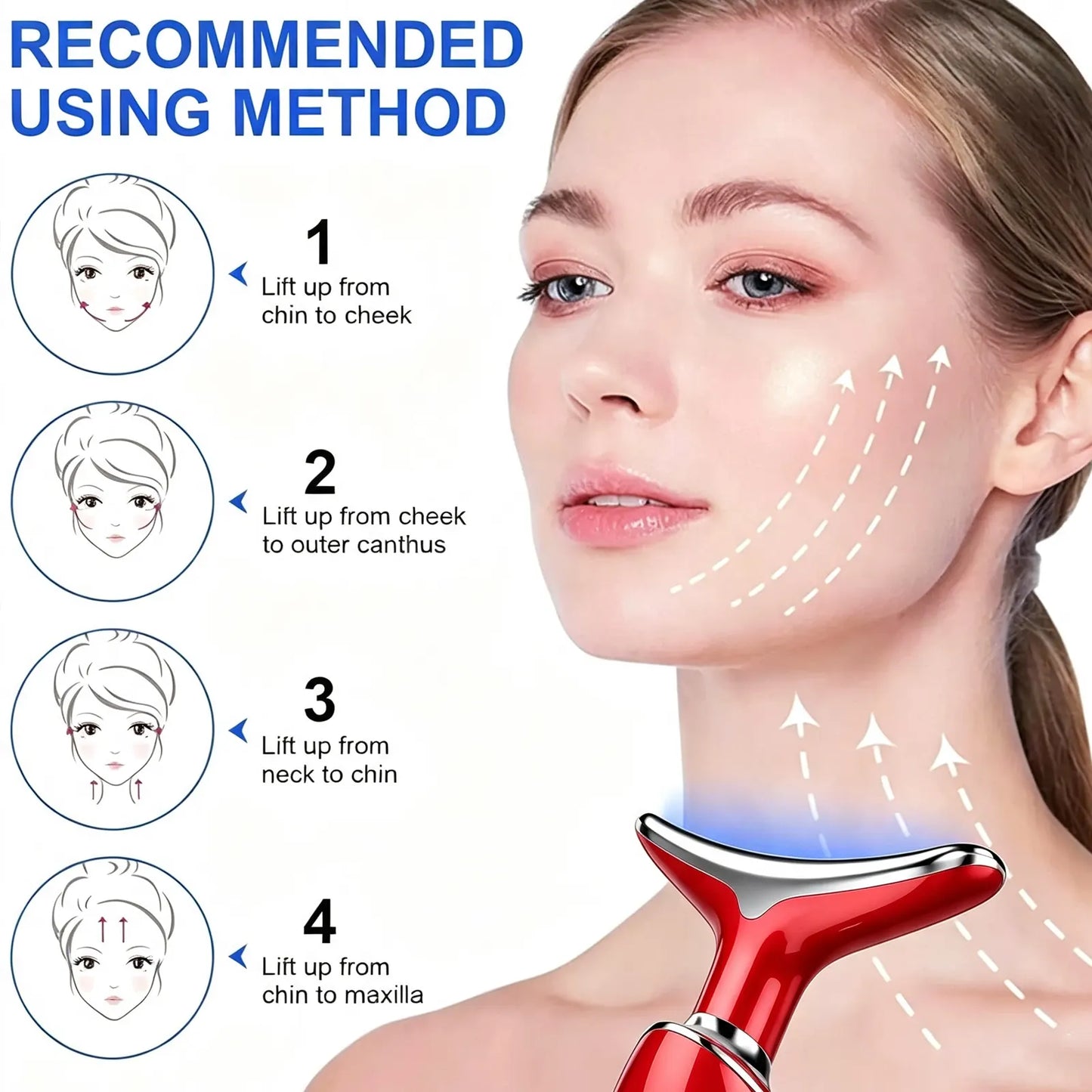 Rejuvenation Massager Neck Anti Wrinkle Face Beauty Device Skin Lifting Tighten Red - Image 6