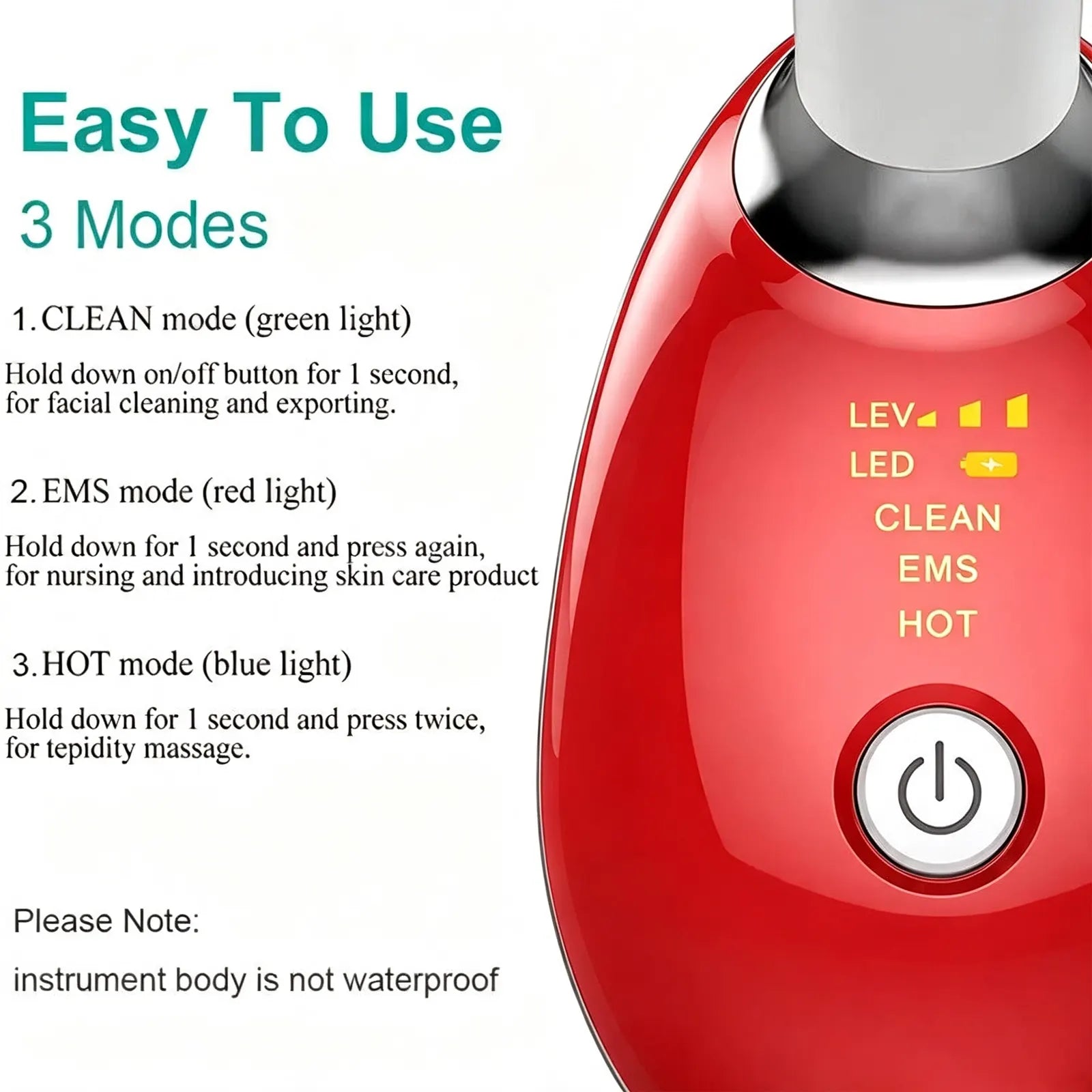 Rejuvenation Massager Neck Anti Wrinkle Face Beauty Device Skin Lifting Tighten Red - Image 7