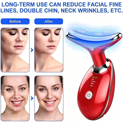 Rejuvenation Massager Neck Anti Wrinkle Face Beauty Device Skin Lifting Tighten Red - Image 9
