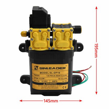 12LPM Caravan 12V Water Pump 130PSI High Pressure Self-Priming Camping Boat Farm - Image 7