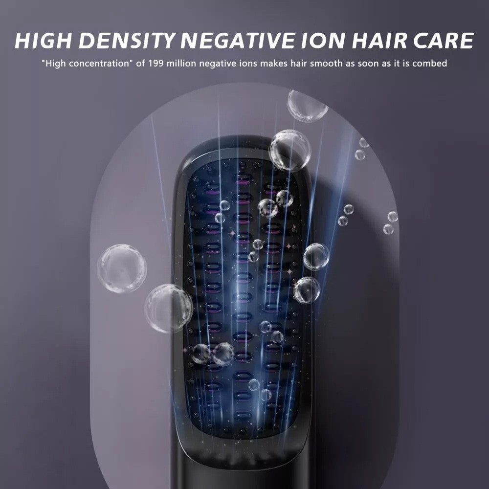 Black Hair Straightener Brush Travel Mini Rechargeable Hair Styler Fast Heating  - Image 2